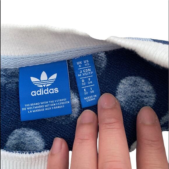 ADIDAS Women's Trefoil Dot Allover Print Sweater Pullover. XS - Picture 5 of 8